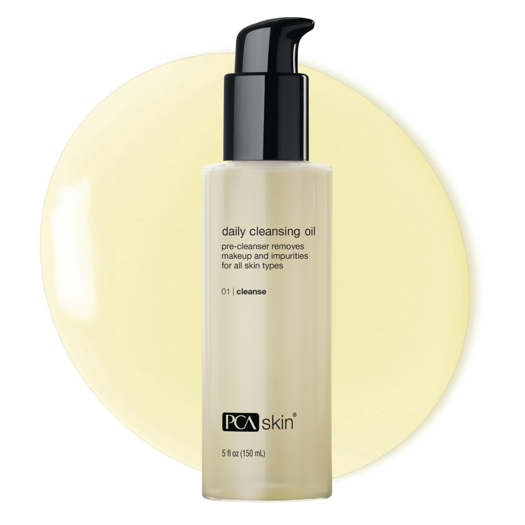 PCA SKIN Daily Cleansing Oil, bottle with oil swatch