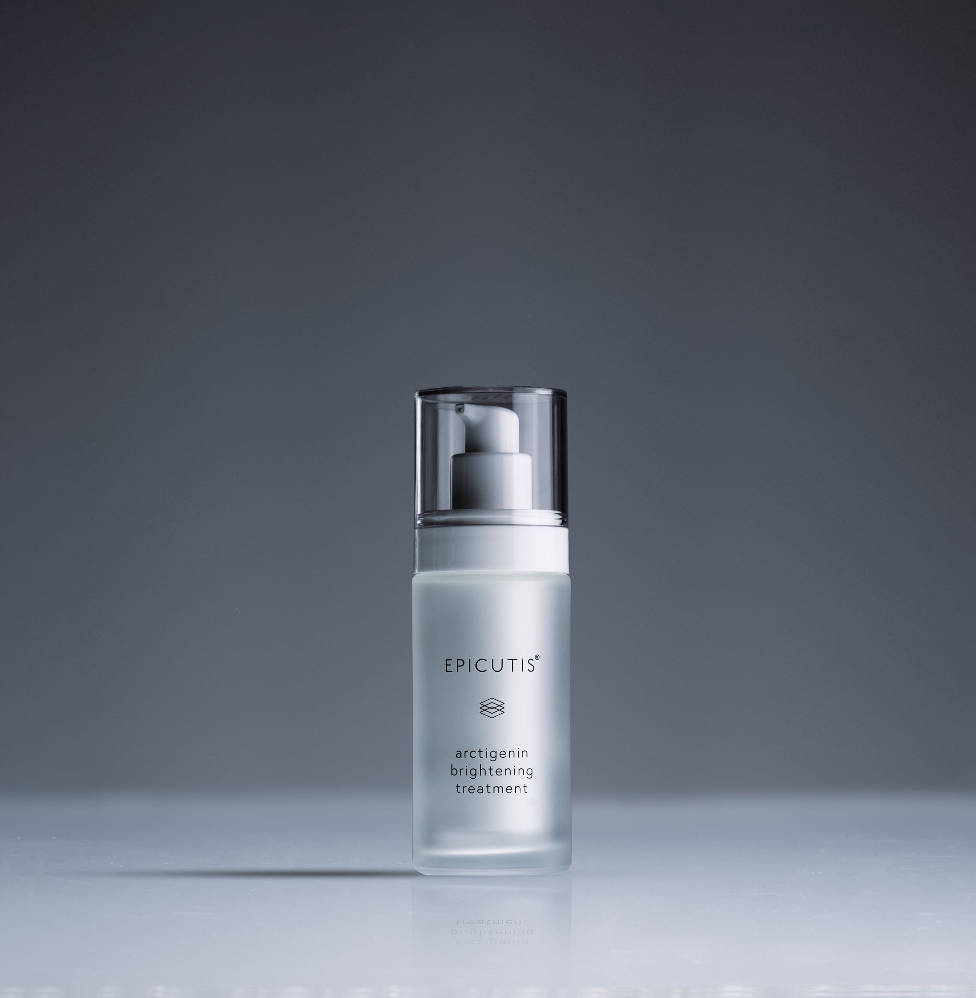 Epicutis Arctigenin Brightening Treatment, bottle on gray background