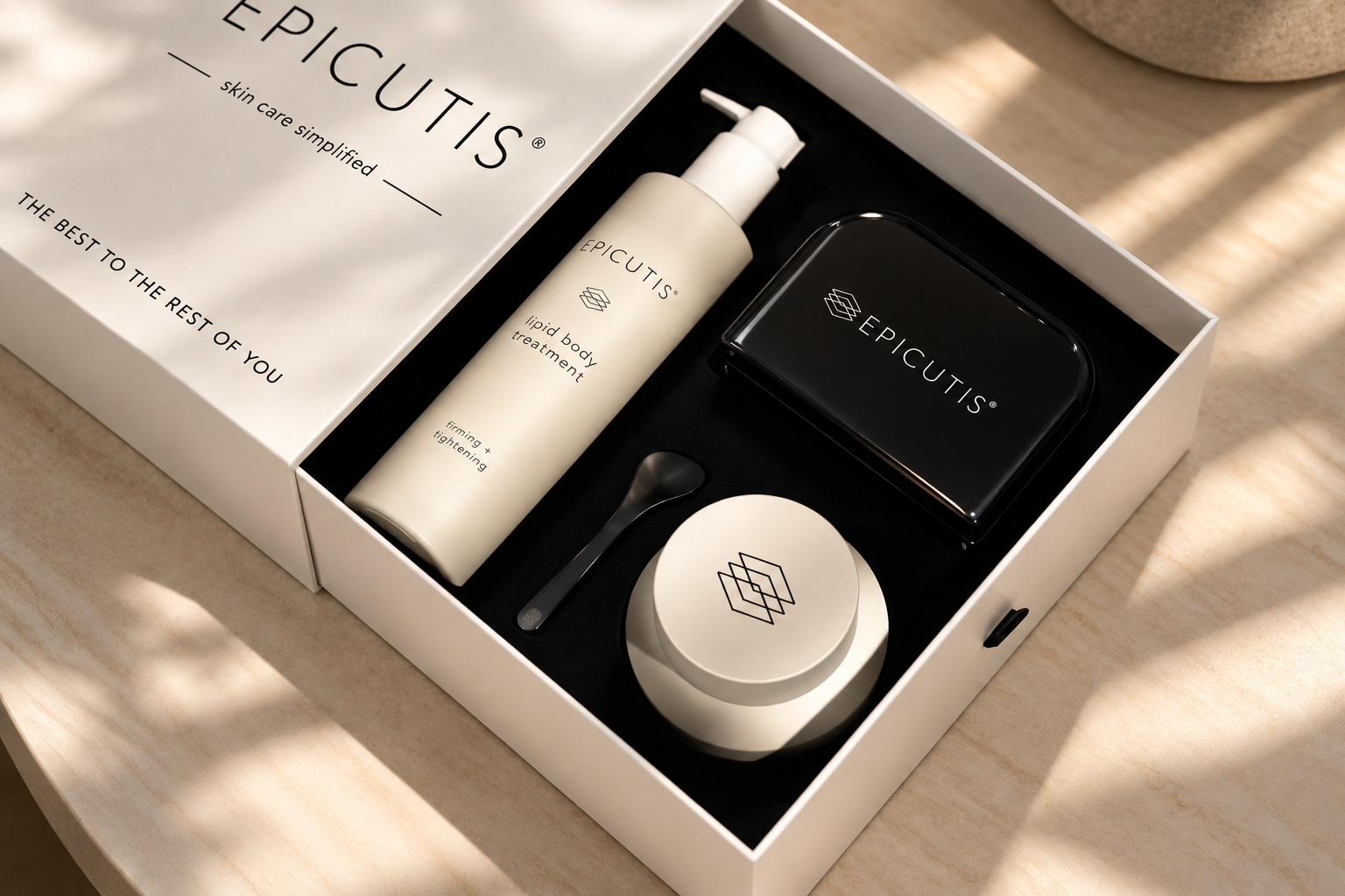 Epicutis Bodycare Simplified Set box with Lipid Body Treatment, Body Scrub and Lymphatic Brush