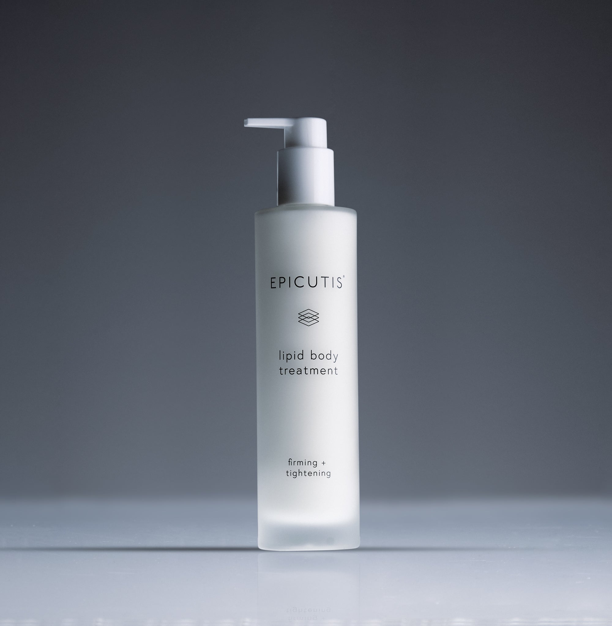 Epicutis Lipid Body Treatment, bottle on gray background