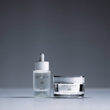 Epicutis Luxury Skincare Set, Lipid Serum and Hyvia Crème on gray background