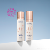 Hydrinity Restorative Healing Kit, Hyacyn Active and Restorative HA Serum on blue background