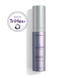 ALASTIN by Galderma Restorative Skin Complex with TriHex Technology in a lavender-silver pump bottle with a silver cap, labeled “Rejuvenate,” 1 fl oz (29 mL), on a white background. A circular badge in the upper left reads “New TriHex+” with a purple and silver hexagon logo.